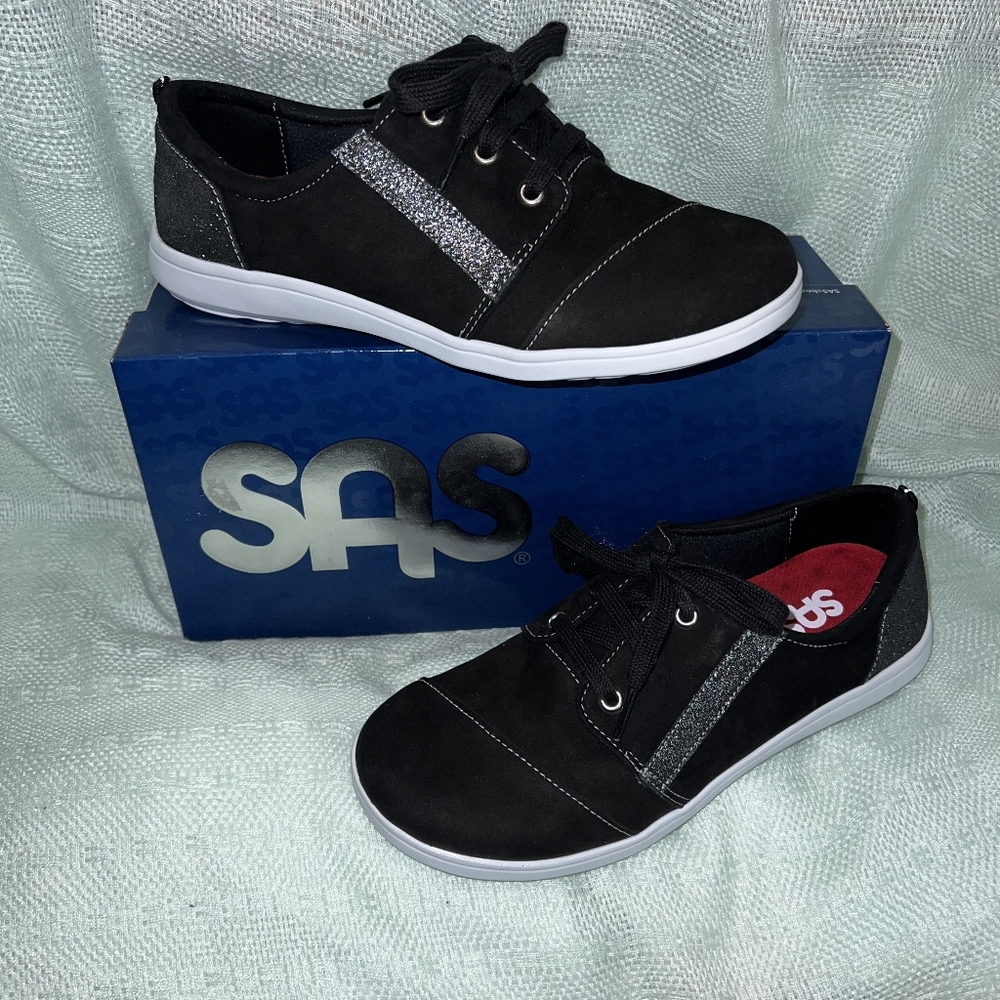 SAS Marind Black Glitter Sneakers
